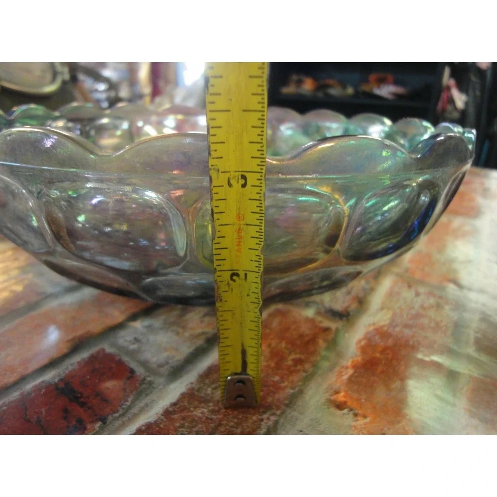 2 lot  large carnival ?‎ glass bowls purple iridescent 9.25